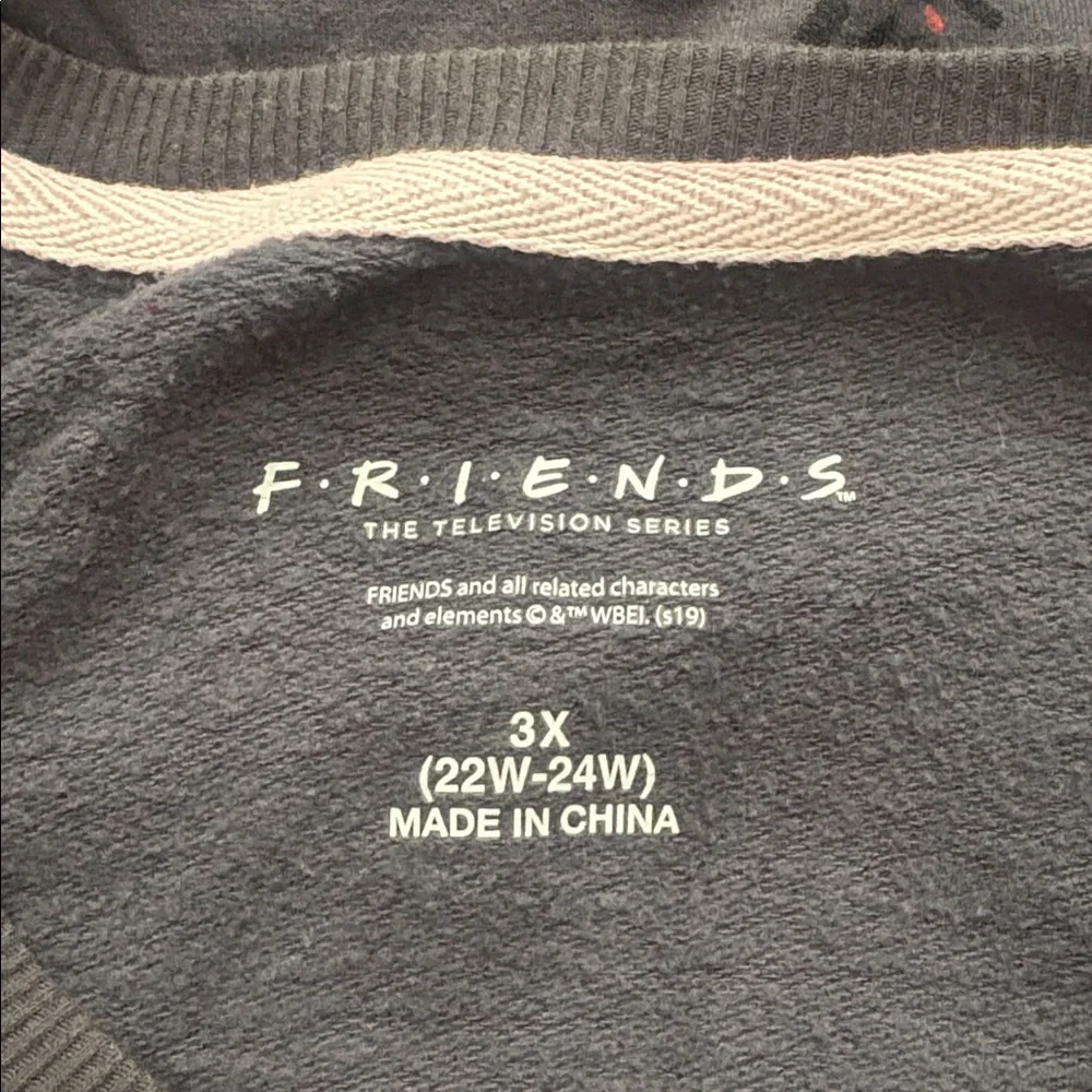 Friends Pajama Lounge Sleep Top All Over Friends Print Long Sleeve Gray 3X - Picture 5 of 7